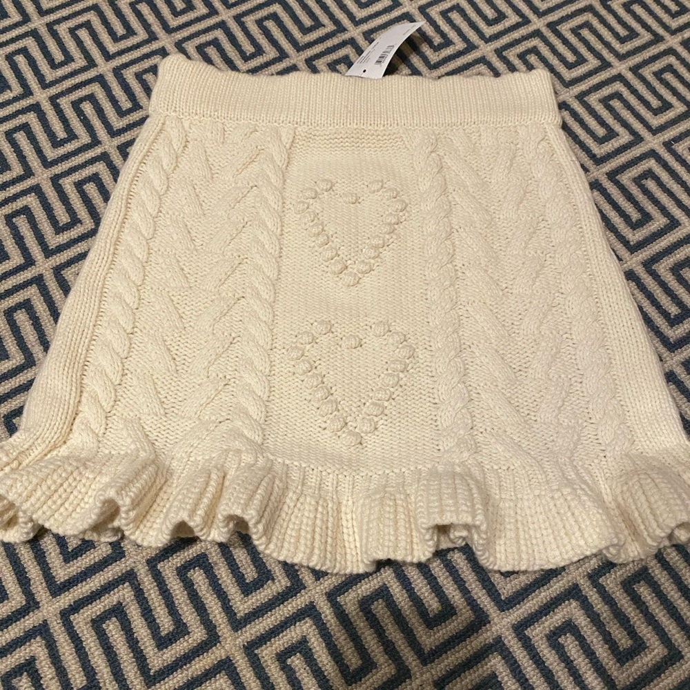 LoveShackFancy sweater skirt, size small ivory